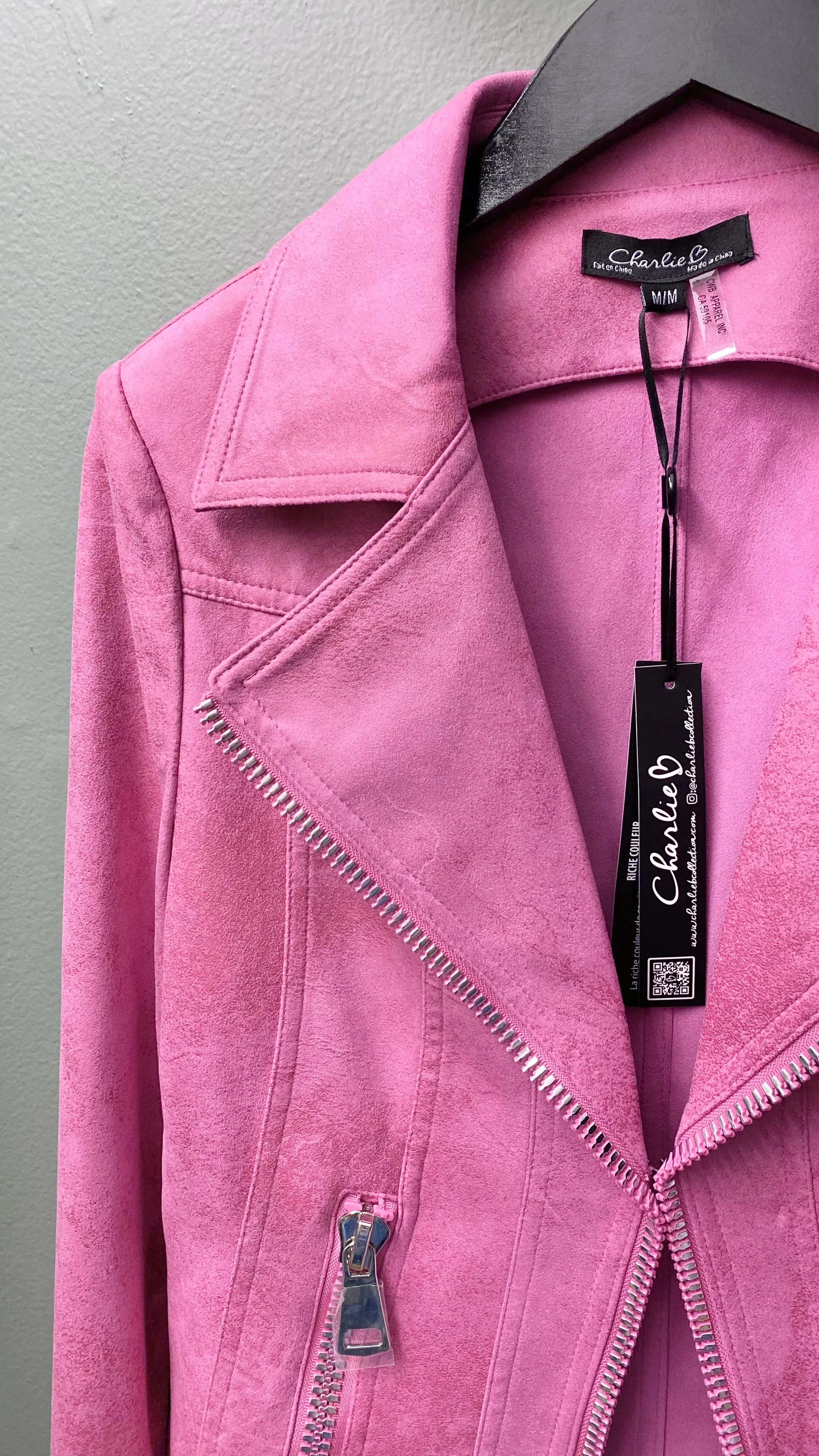 * Charlie B Pink Faux Leather Jacket