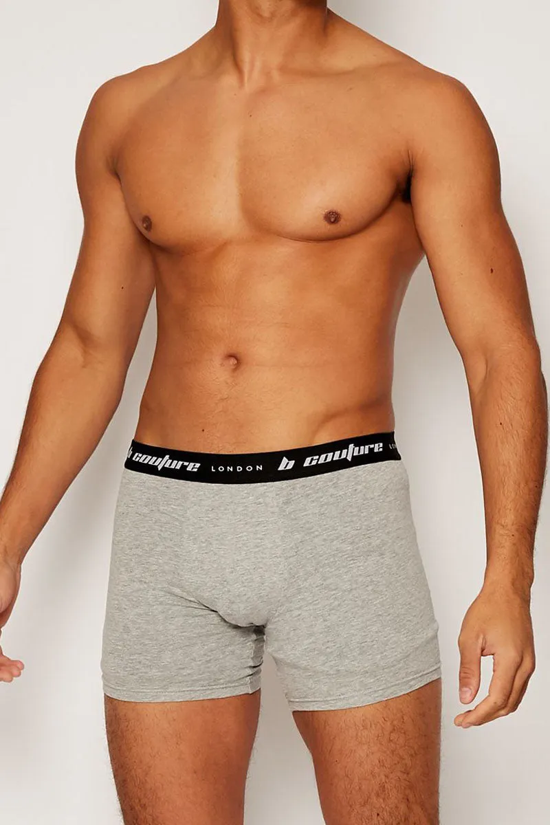 3 Pack Boxer Shorts - Black / Grey / White
