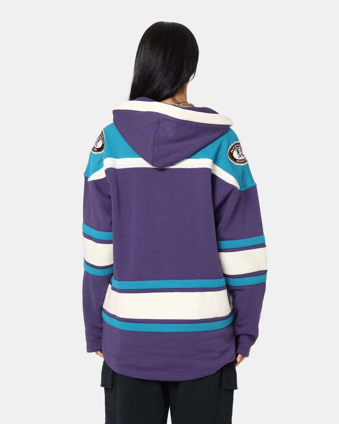 Anaheim Ducks Lacer Hoodie by 47 Brand - Purple and Sharks Teal Colorway