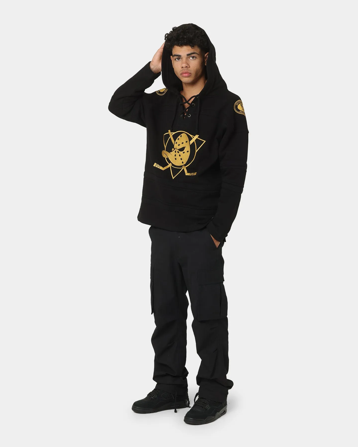 Anaheim Ducks Superior Lacer Hoodie by 47 Brand - Black and Gold Colorway
