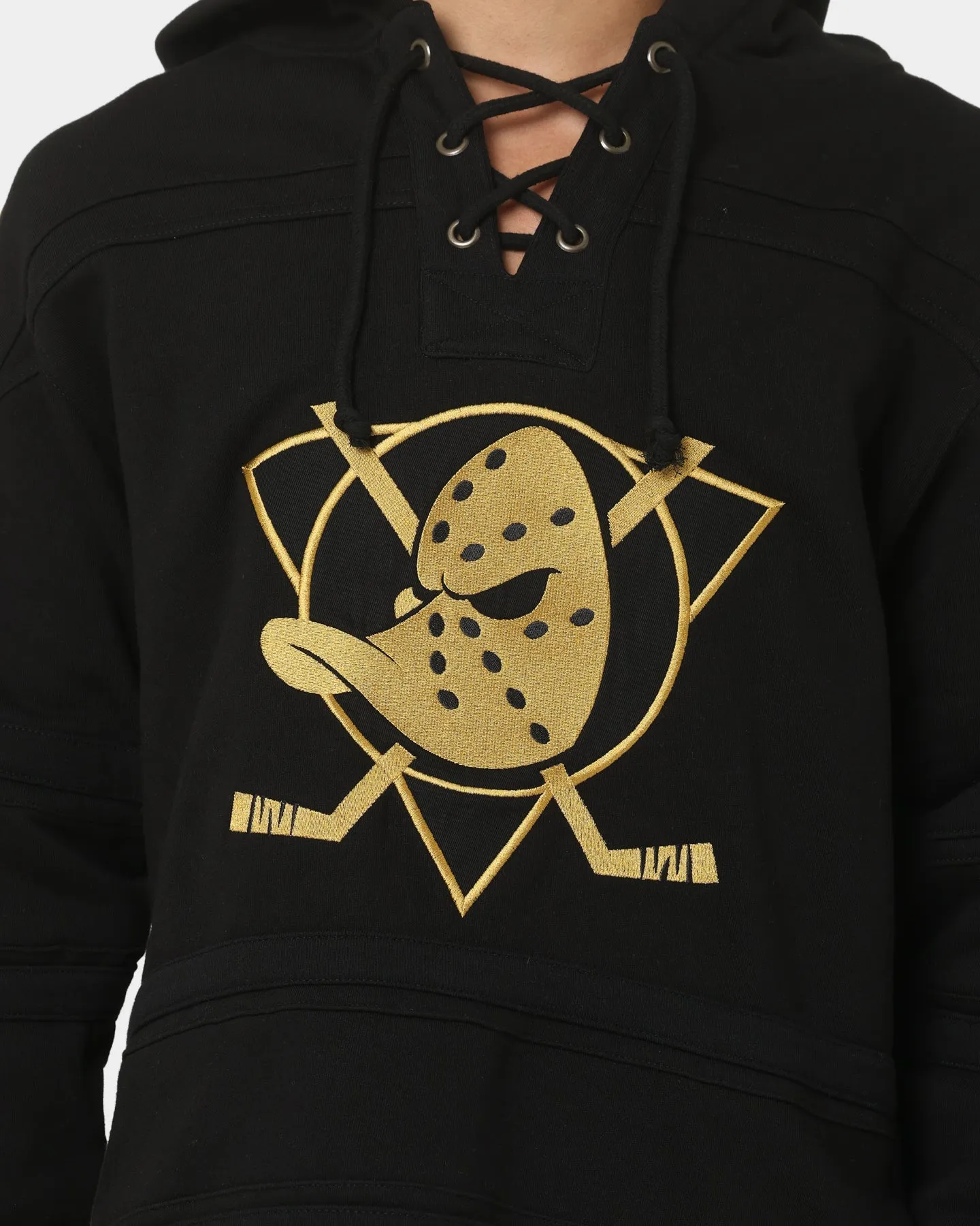 Anaheim Ducks Superior Lacer Hoodie by 47 Brand - Black and Gold Colorway
