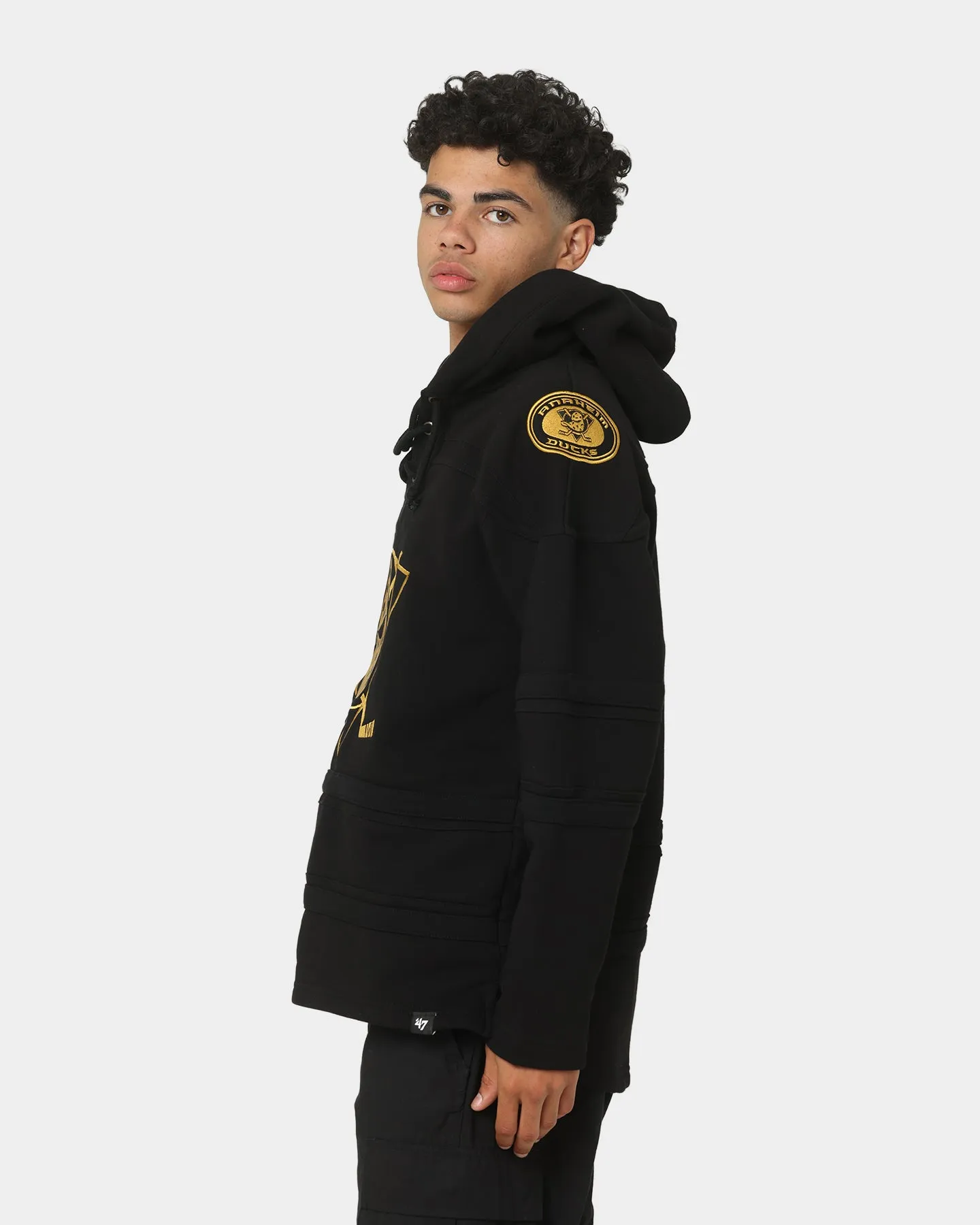 Anaheim Ducks Superior Lacer Hoodie by 47 Brand - Black and Gold Colorway