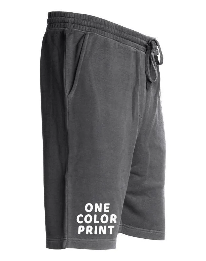 48 1-Color Print Pigment Dyed Fleece Shorts