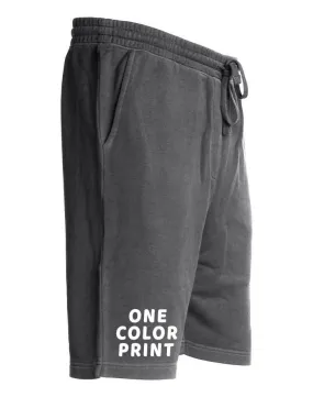 48 1-Color Print Pigment Dyed Fleece Shorts
