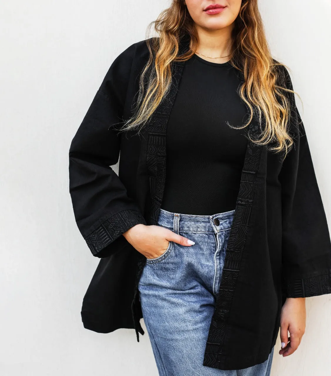 Adinkra Kimono Black