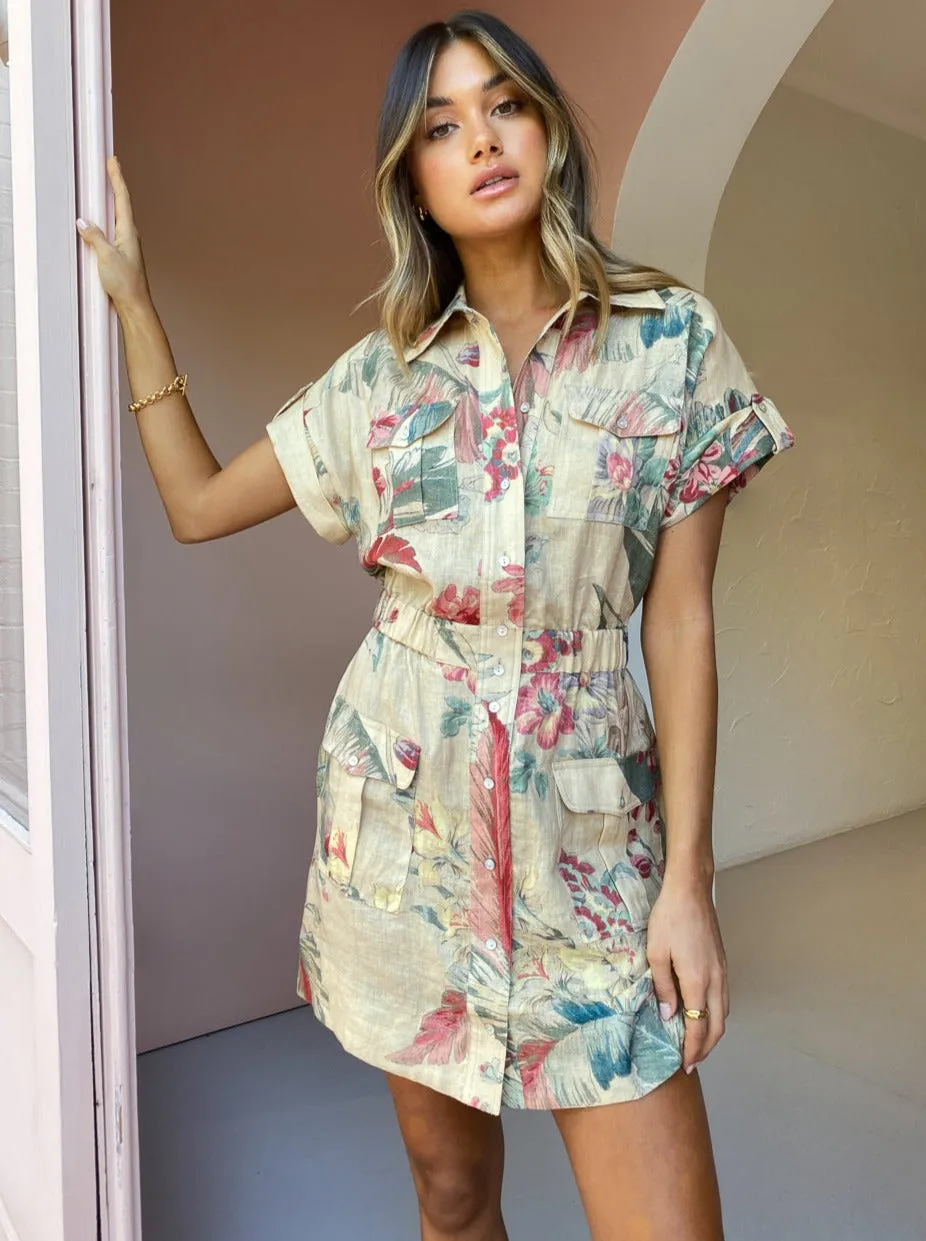 Alemais Arabella Mini Shirtdress in Fawn