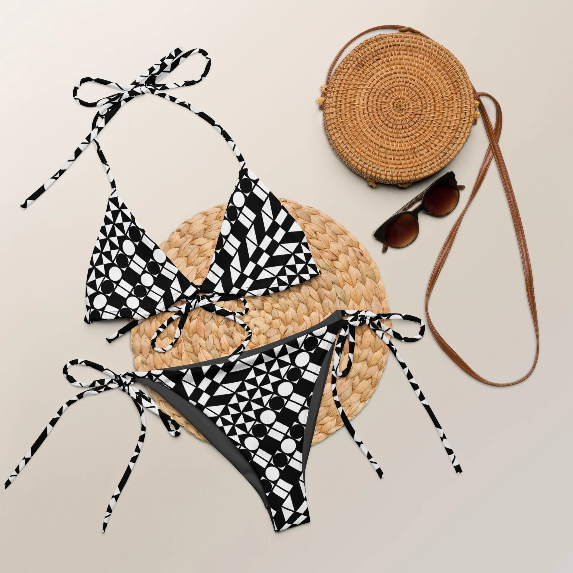 All-over print recycled string bikini