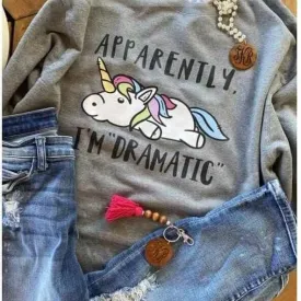 Apparently I'm Dramatic Funny Chubby Unicorn - Bella Canvas Unisex Sweatshirt by Crafty Casey's