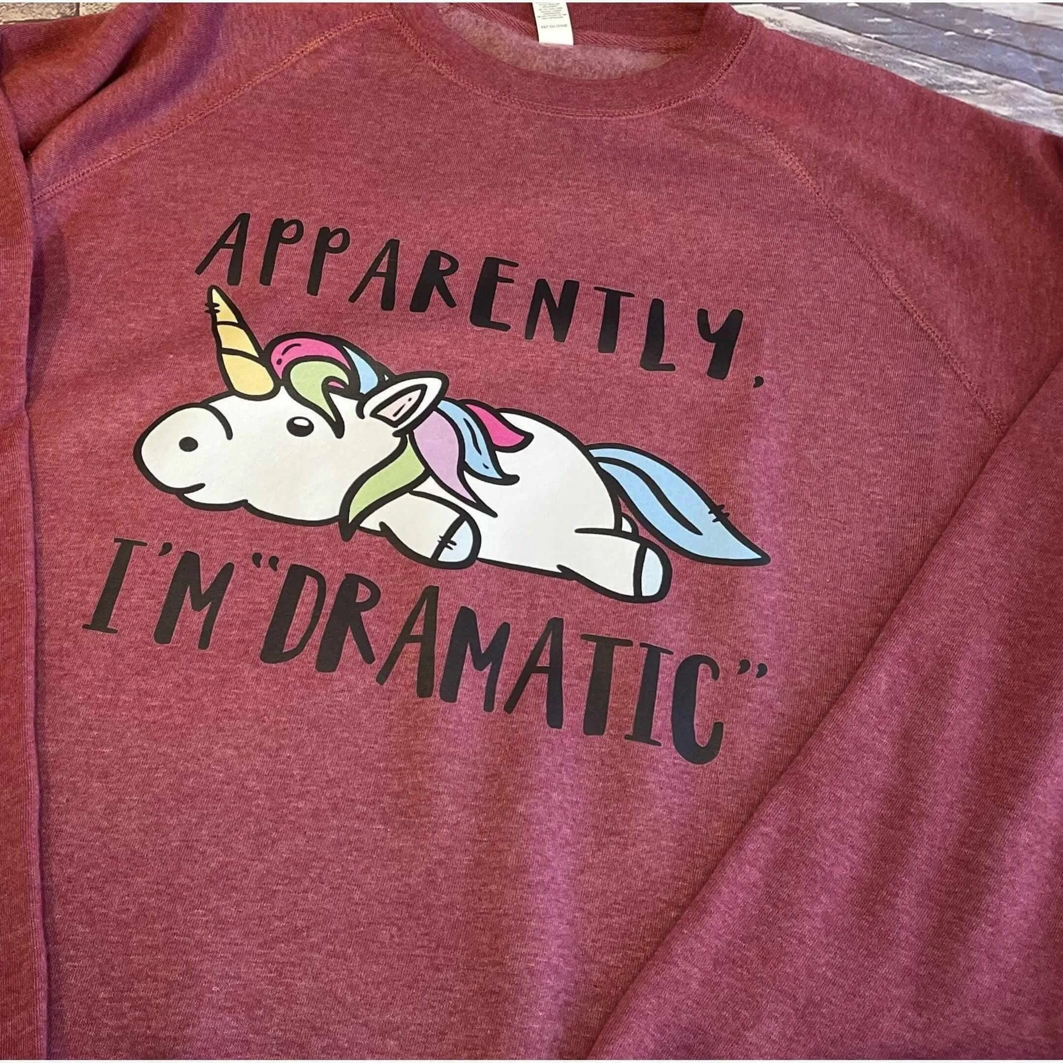 Apparently I'm Dramatic Funny Chubby Unicorn - Bella Canvas Unisex Sweatshirt by Crafty Casey's