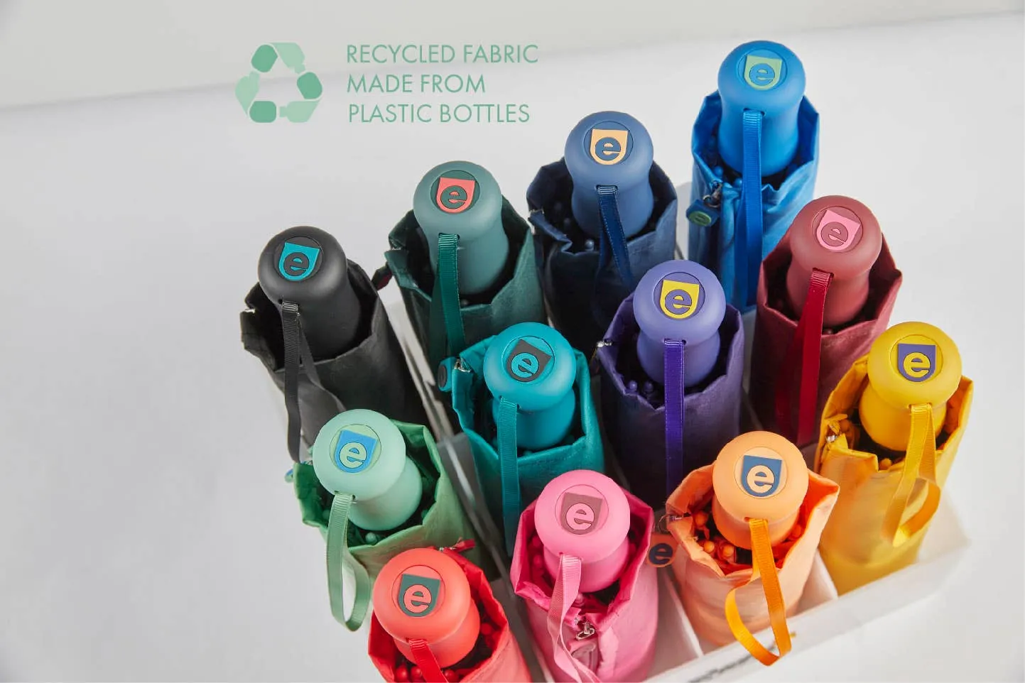 Auto Open/Close Travel Umbrella- Solid Recycled Fabric