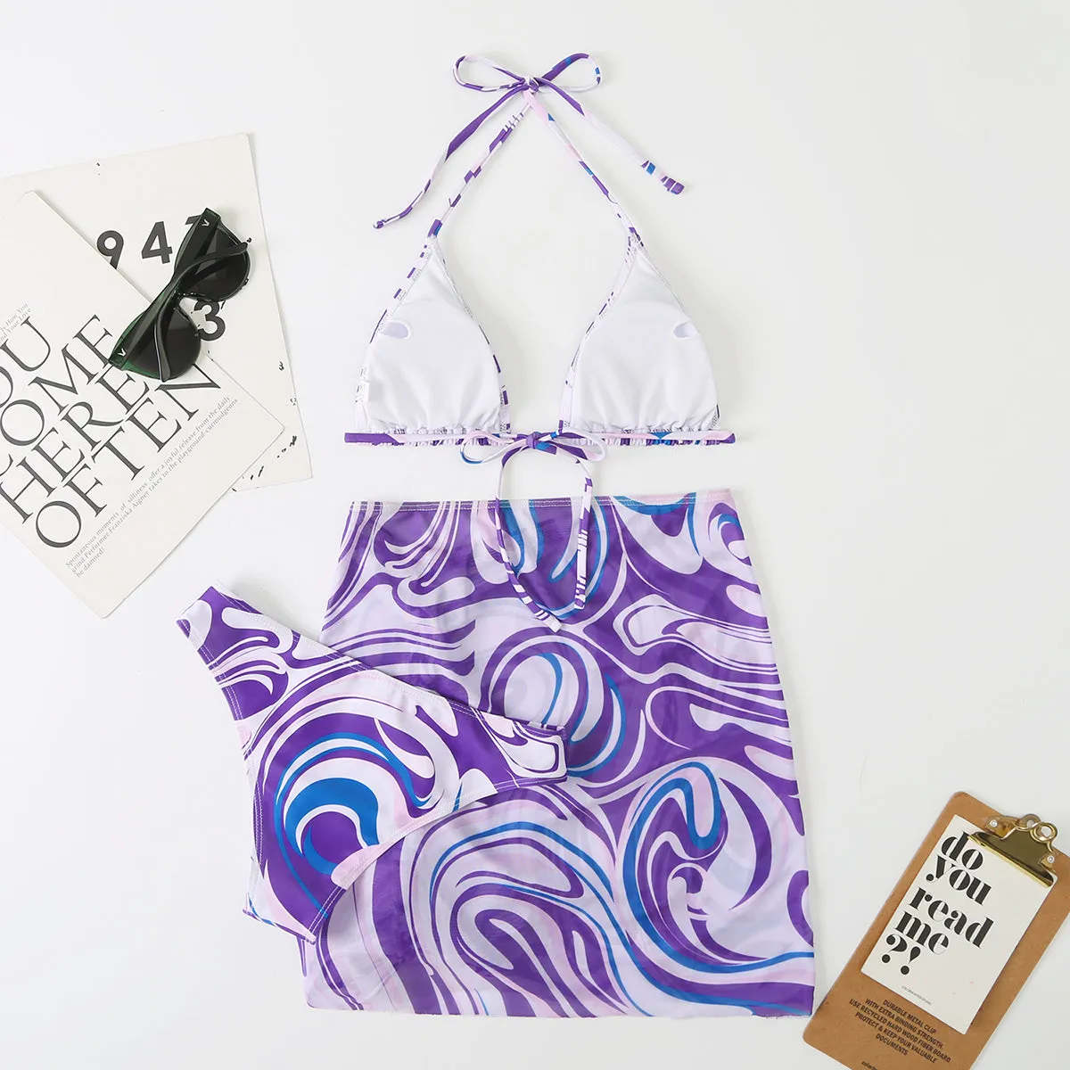 Bali Dreams 3 Piece Bikini Set With Cover Up Skirt
