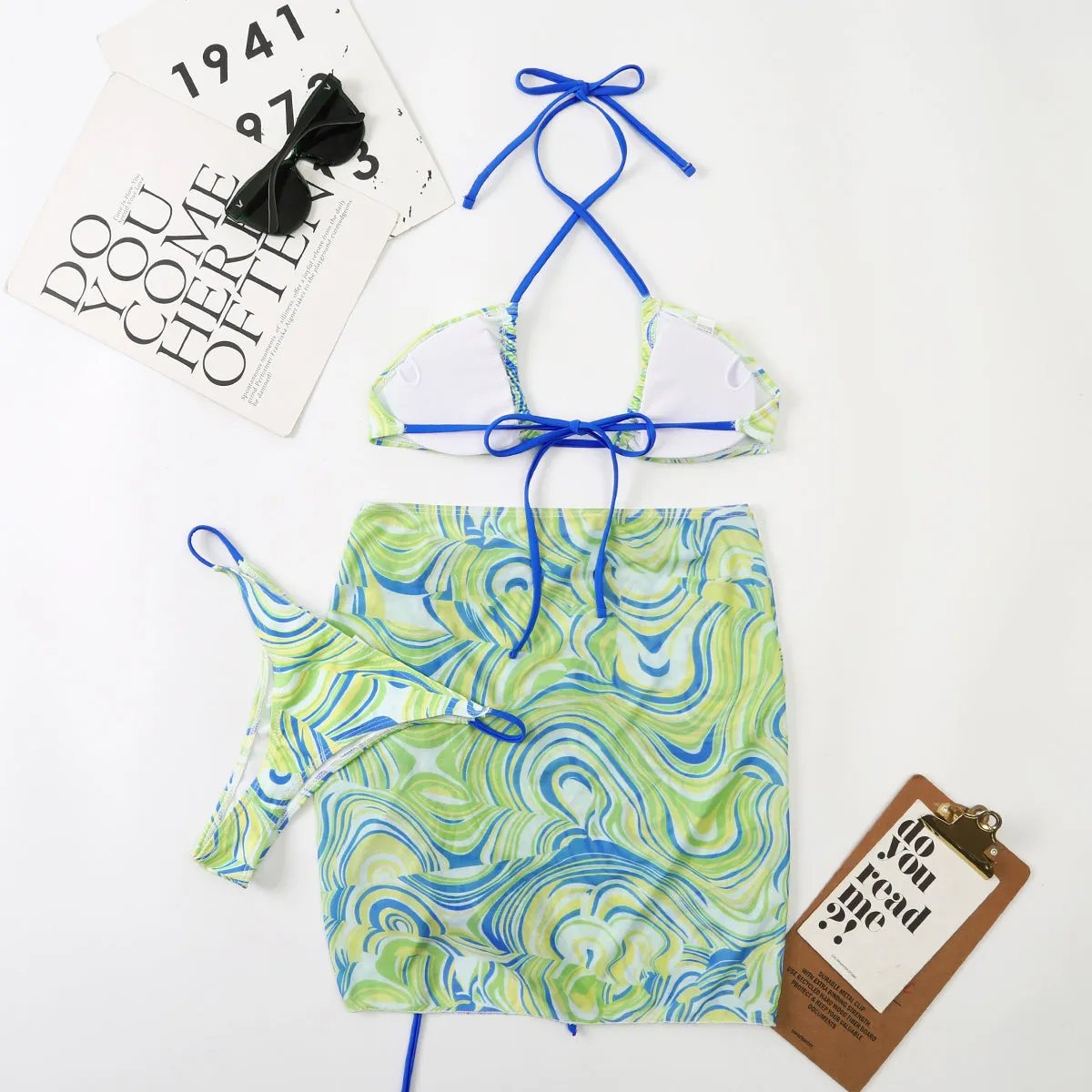 Bali Dreams 3 Piece Bikini Set With Cover Up Skirt