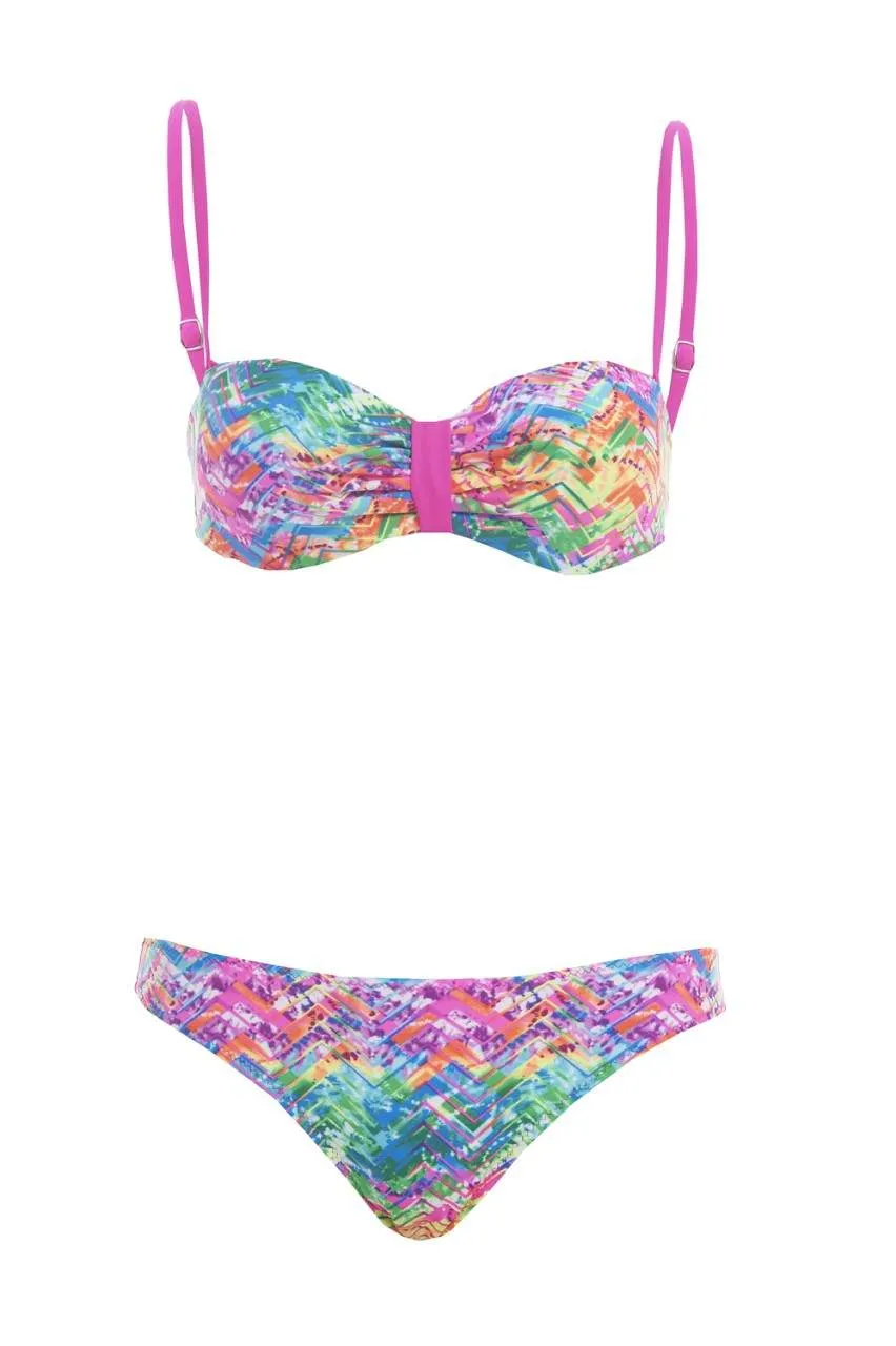 Bandeau Geometric Print Bikini