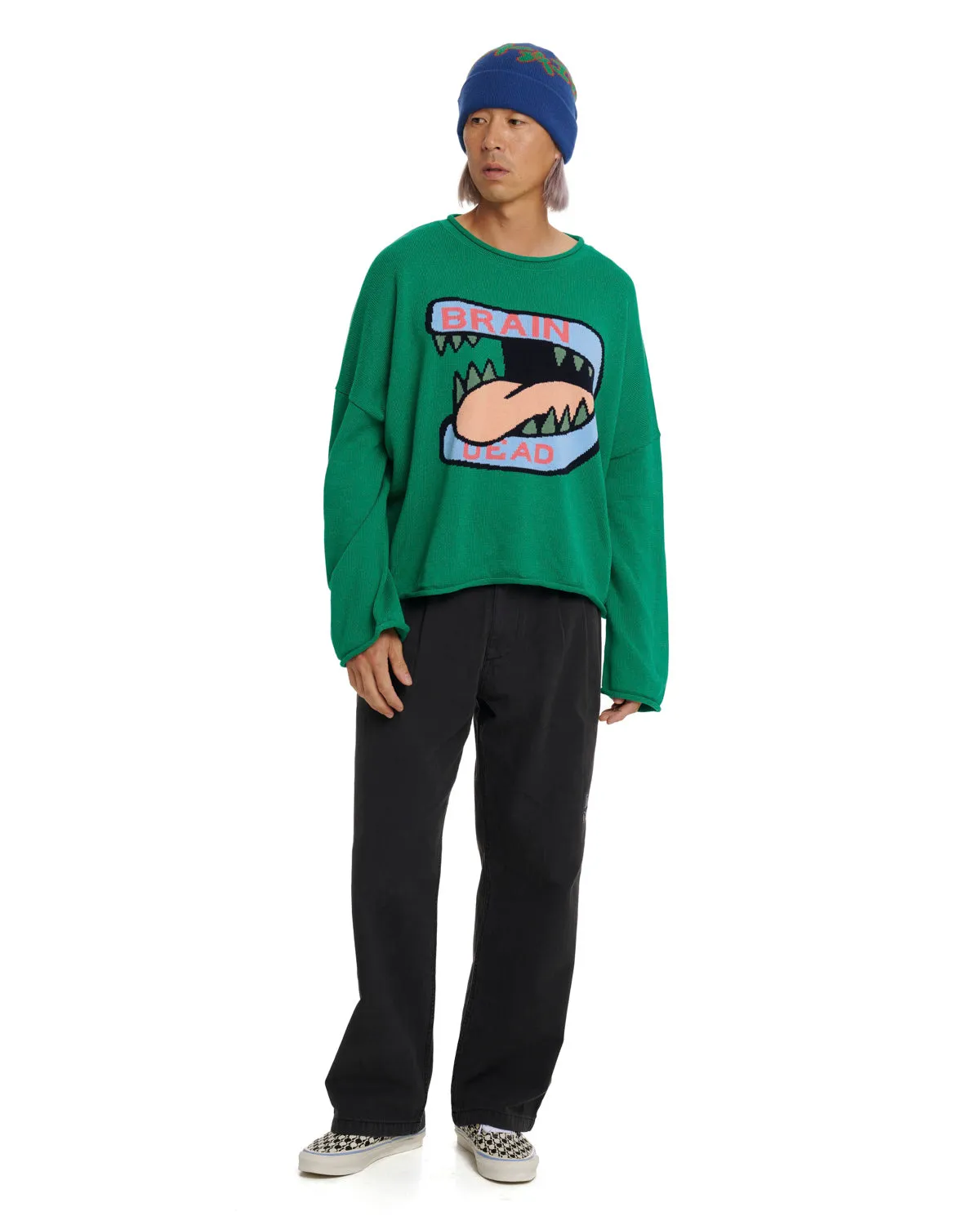 Big Bite Oversized Cropped Boxy Sweater - Green
