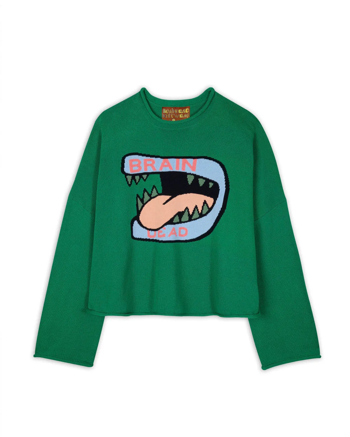 Big Bite Oversized Cropped Boxy Sweater - Green