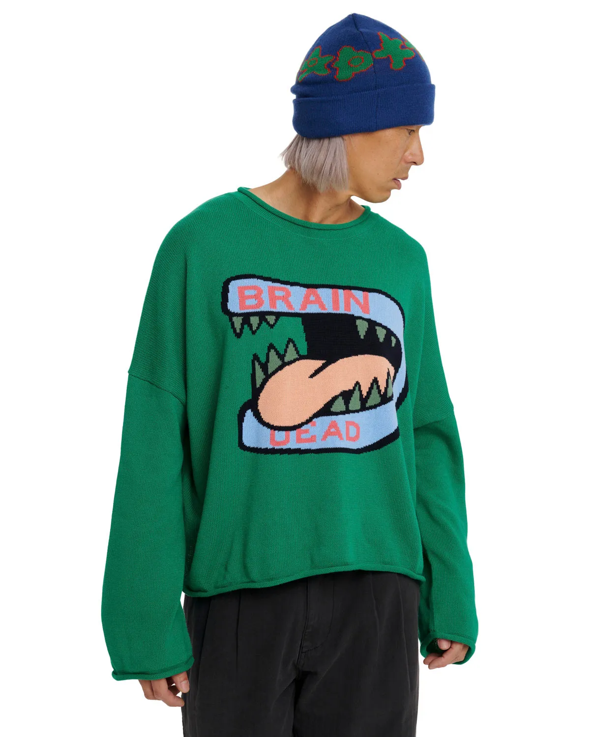 Big Bite Oversized Cropped Boxy Sweater - Green