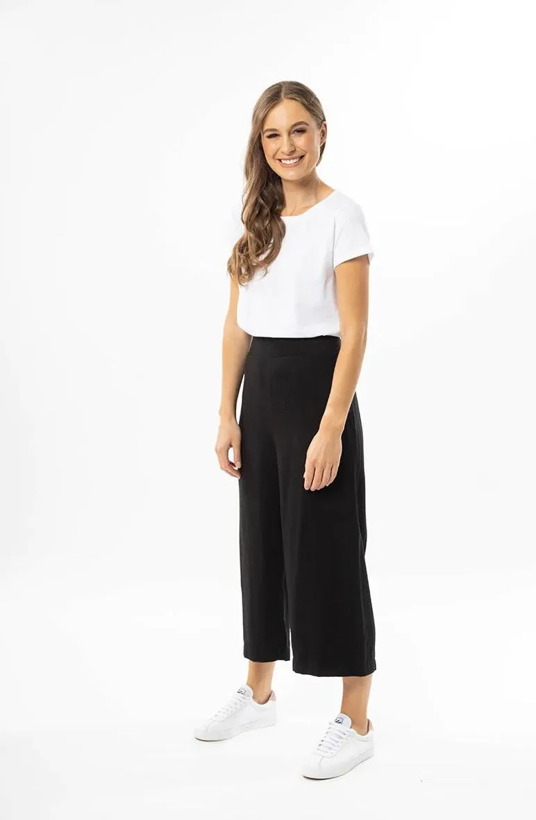 BILLIE THE LABEL - ESSENTIAL WIDE LEG CROP PANT -BLACK