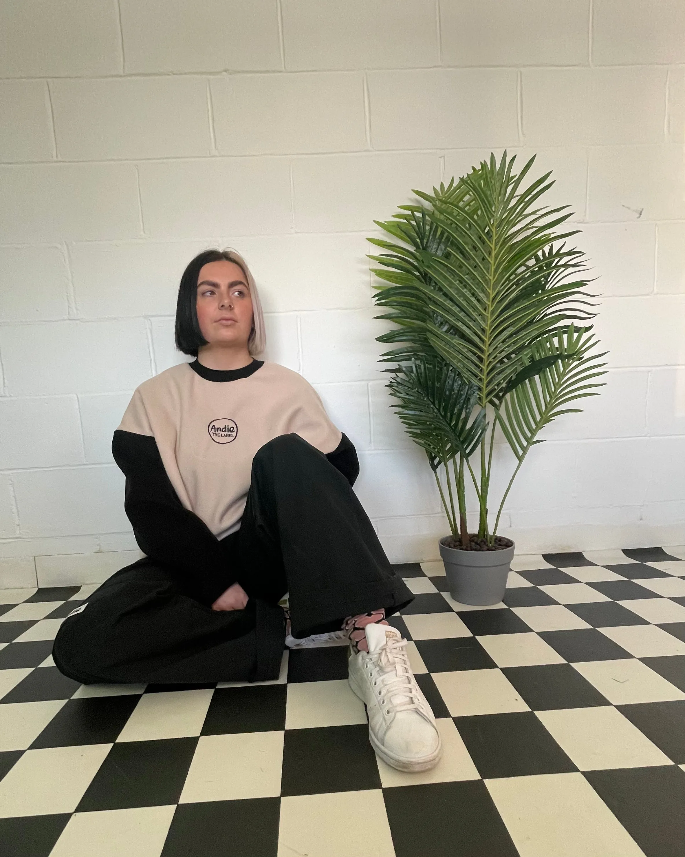Black and Beige Fleece Jumper Adult