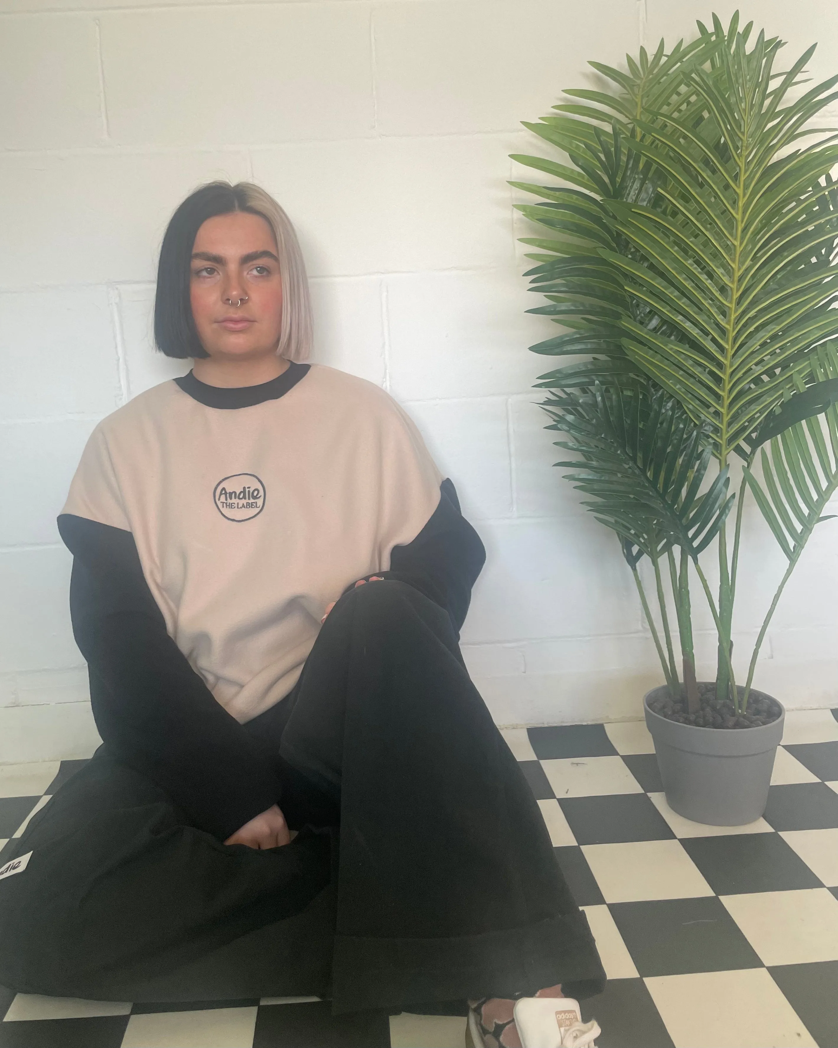 Black and Beige Fleece Jumper Adult
