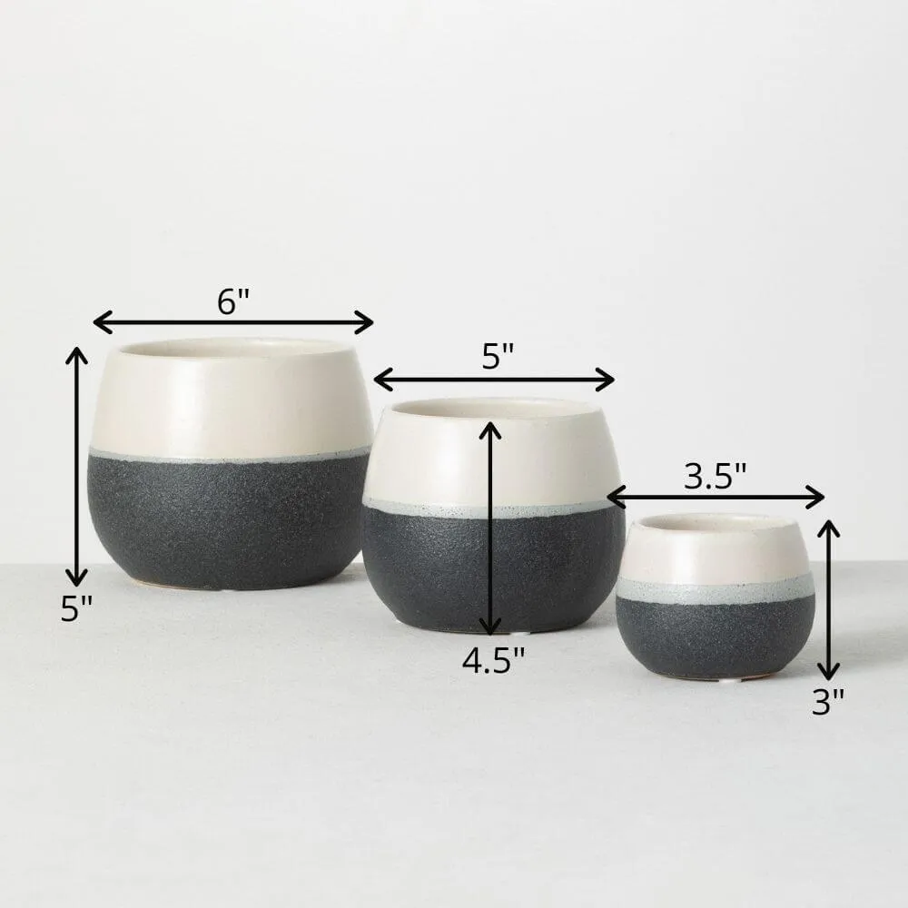 Black And White Planter Set