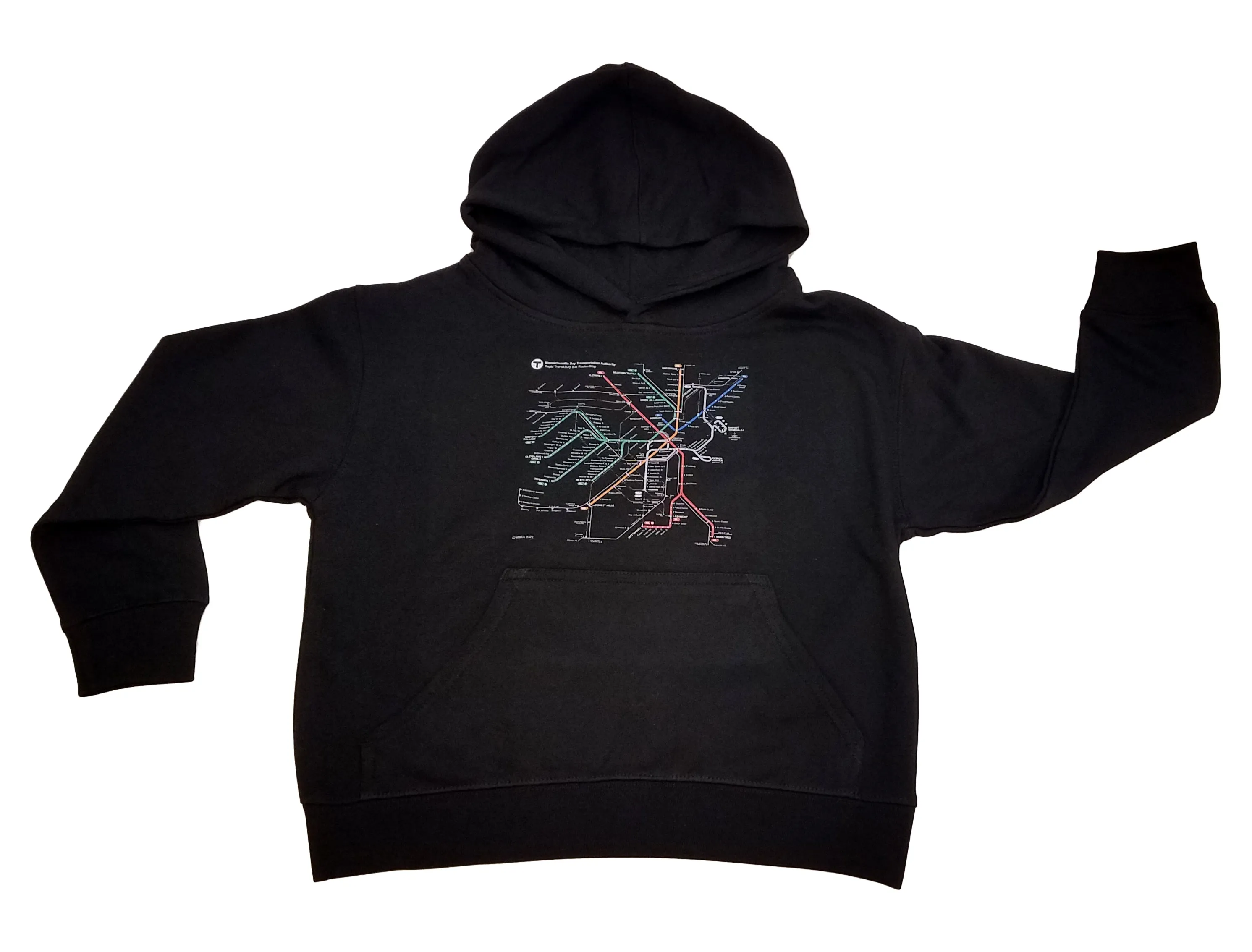 Black Hoodie with MBTA Rapid Transit Map (TODDLER/YOUTH)