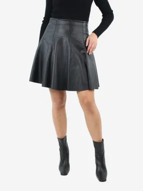 Black leather mini skirt - size UK 10