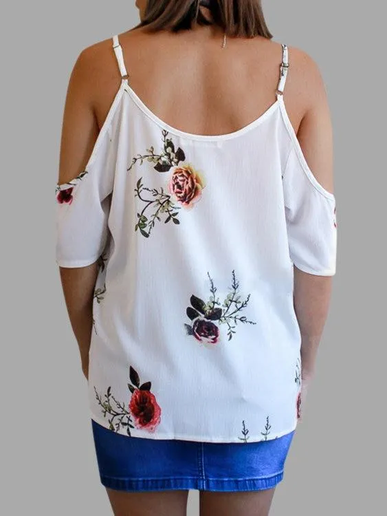 Blouse Imprimée à Bretelles Réglables à Col-V