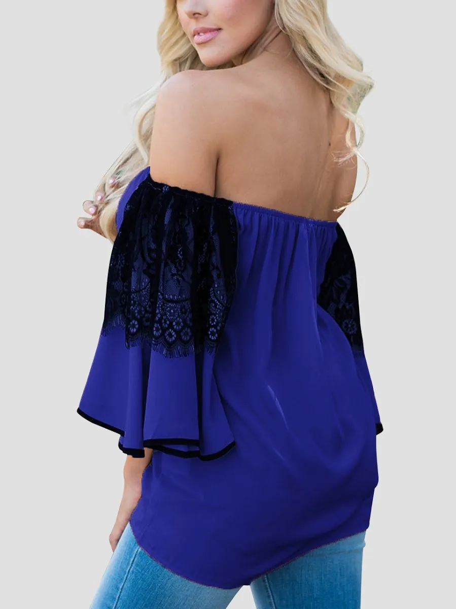 Blouse à Manches Évasées Rouge