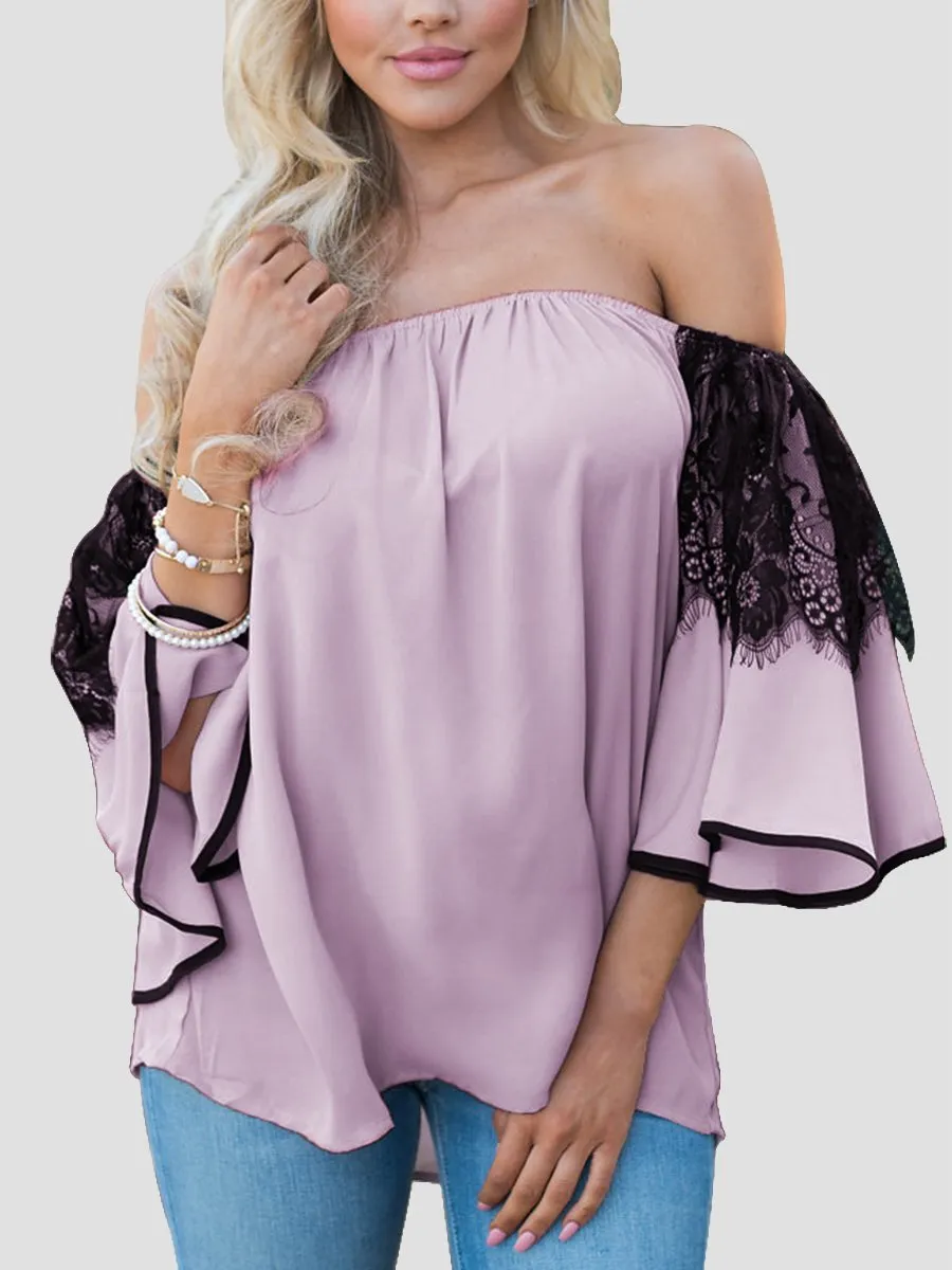 Blouse à Manches Évasées Rouge