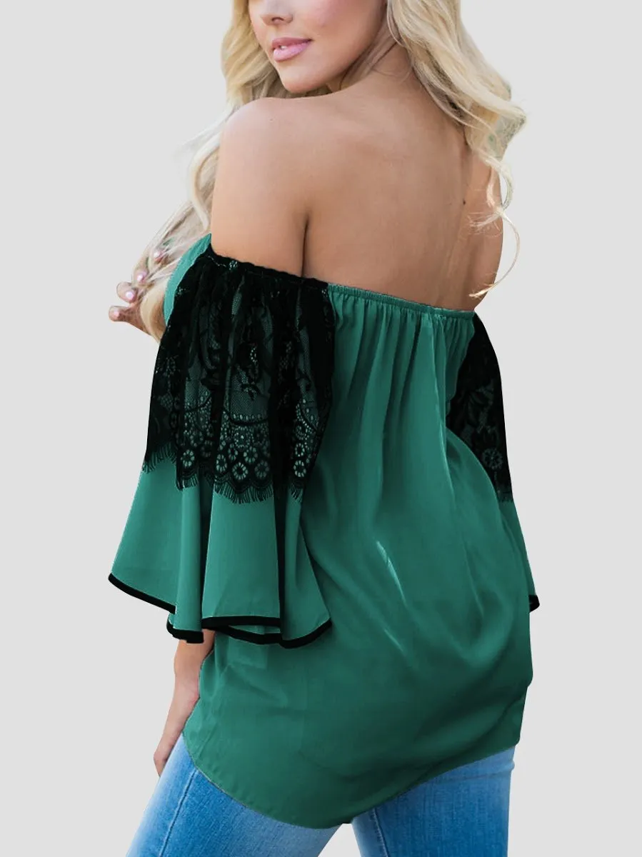 Blouse à Manches Évasées Rouge