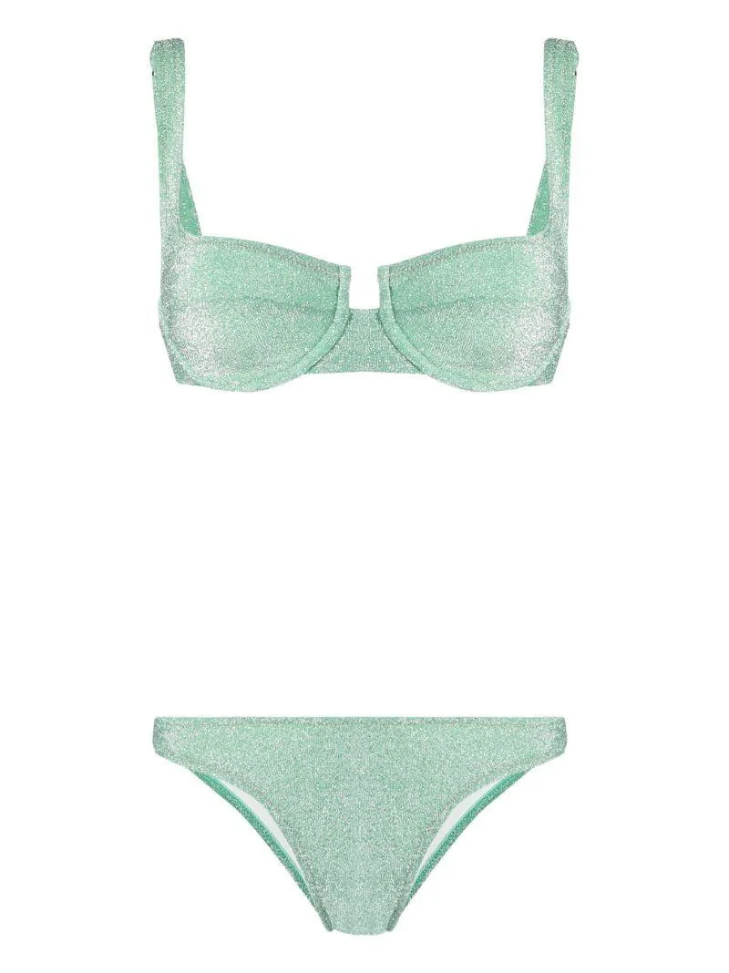 Brigitte Bikini Set in Mint Lurex