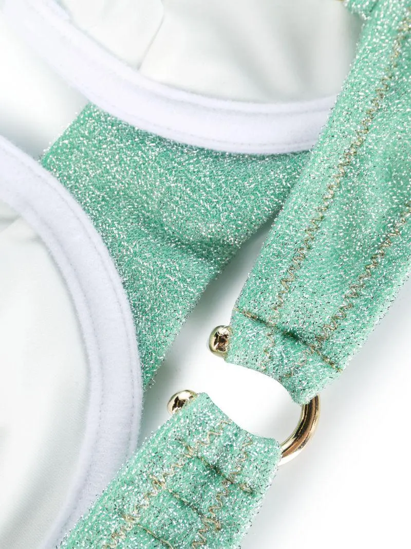 Brigitte Bikini Set in Mint Lurex