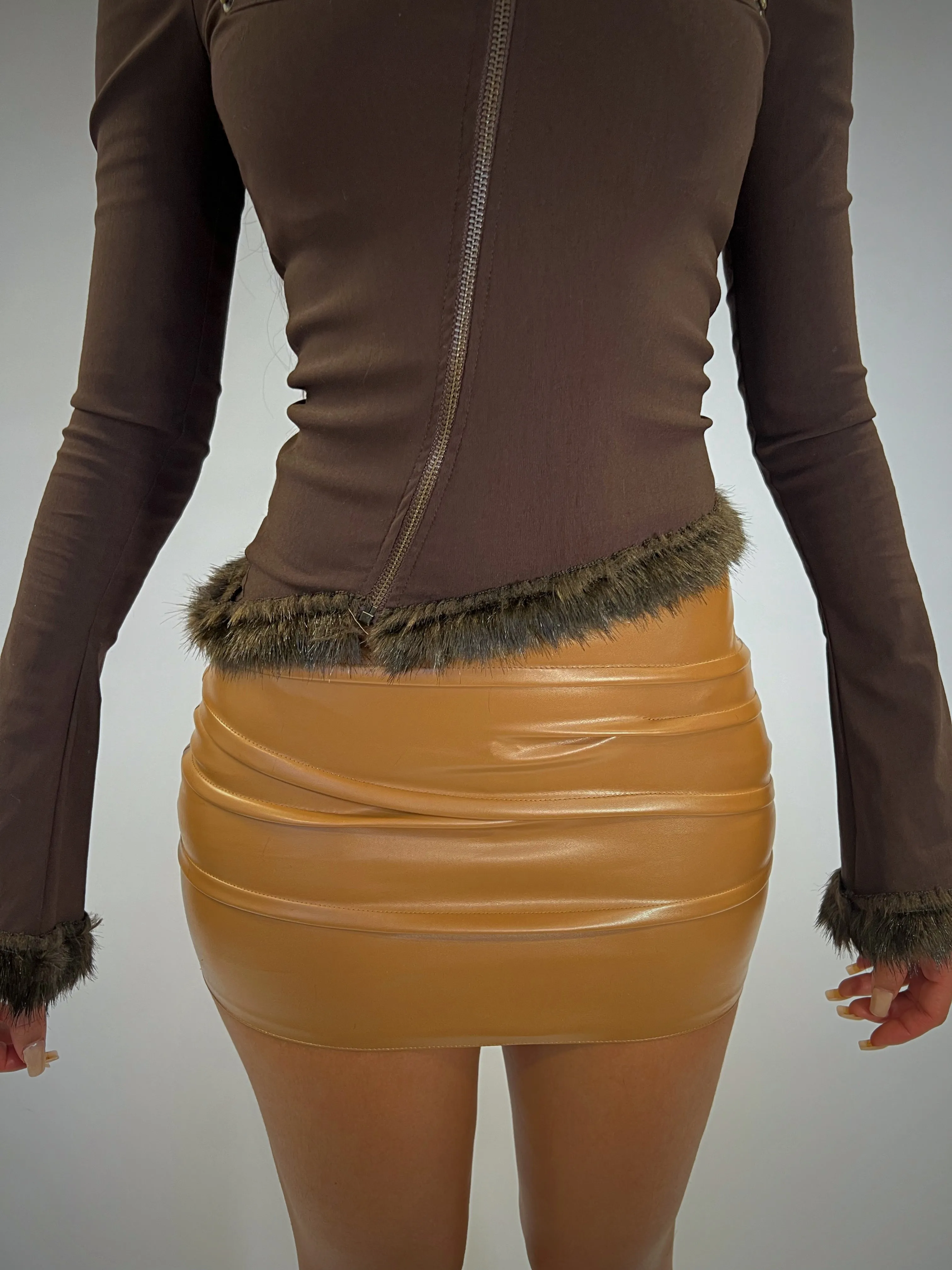 Caramel Cognac Mini Skirt