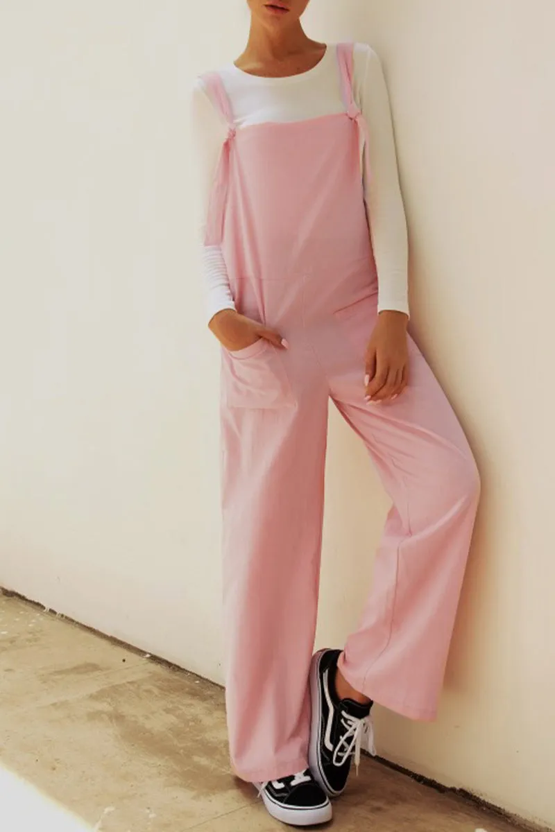 Casual Solid Make Old Patchwork Square Collar Loose Jumpsuits