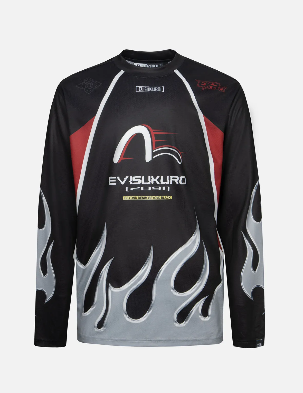 Chrome Fire and Multi-Logo Regular Fit Long-Sleeve Racing T-Shirt