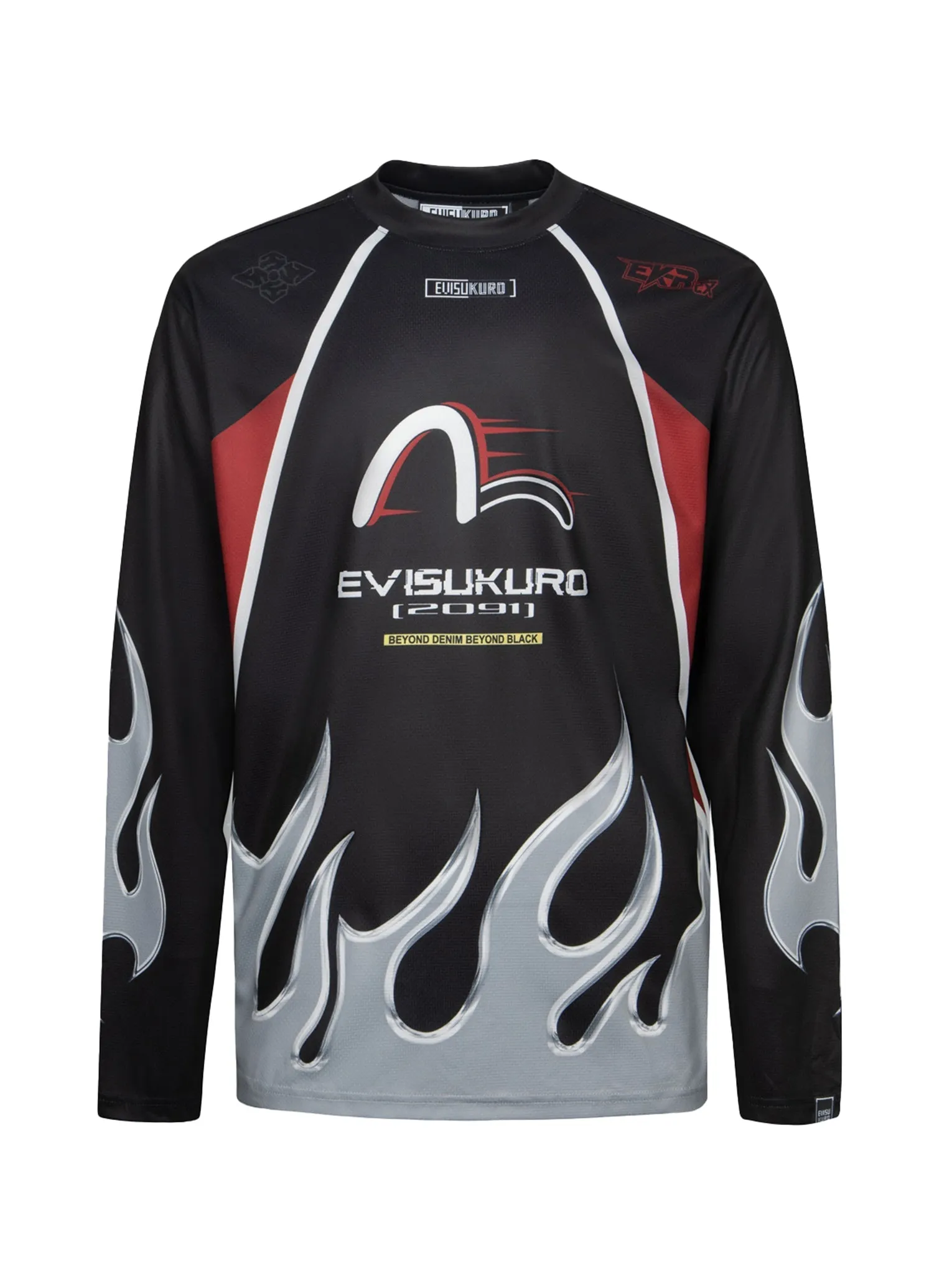 Chrome Fire and Multi-Logo Regular Fit Long-Sleeve Racing T-Shirt