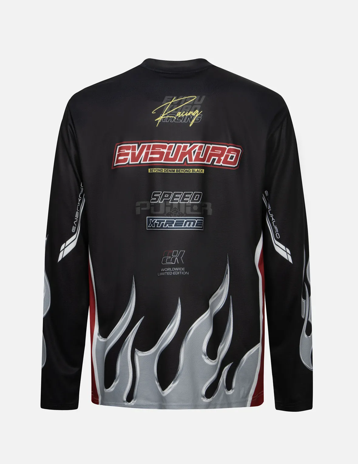 Chrome Fire and Multi-Logo Regular Fit Long-Sleeve Racing T-Shirt