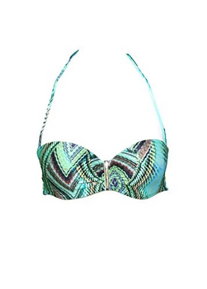CIA Maritima Women's Swimsuit Green Gypsy Padded Bandeau Bikini Set (S)