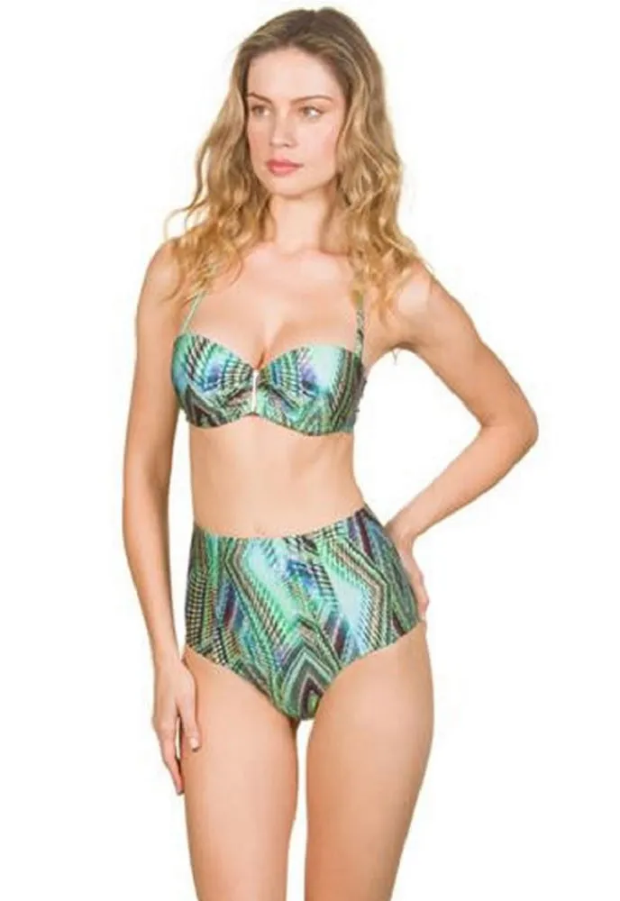CIA Maritima Women's Swimsuit Green Gypsy Padded Bandeau Bikini Set (S)