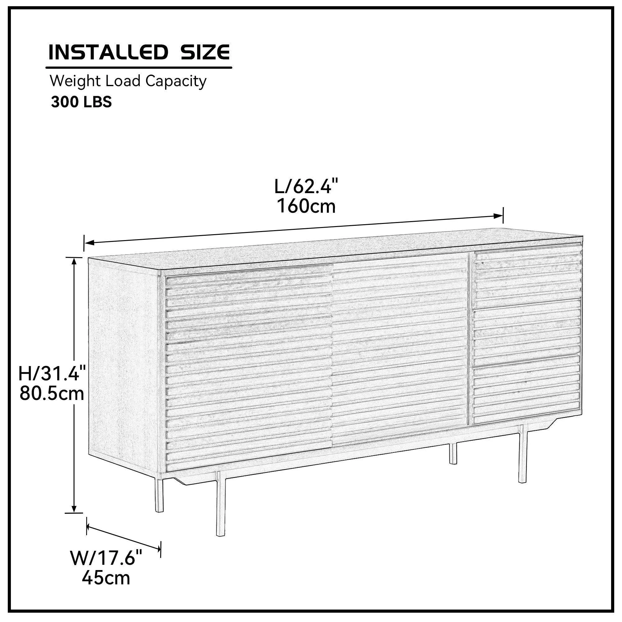 COMBO Mid-Century Sideboard or TV Stand with Storage for Living Room, Kitchen