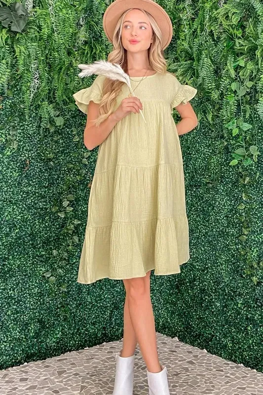 Cotton Gauze Baby Doll Casual Dress