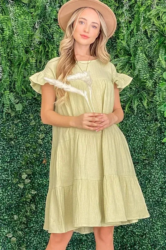 Cotton Gauze Baby Doll Casual Dress