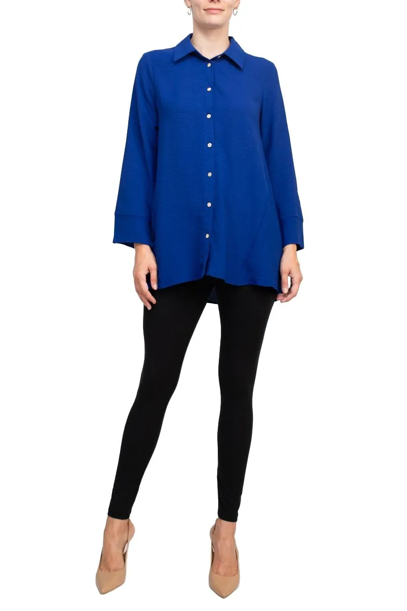 Counterparts Collared 3/4 Sleeve Solid Button Down Shirt by Curated Brands