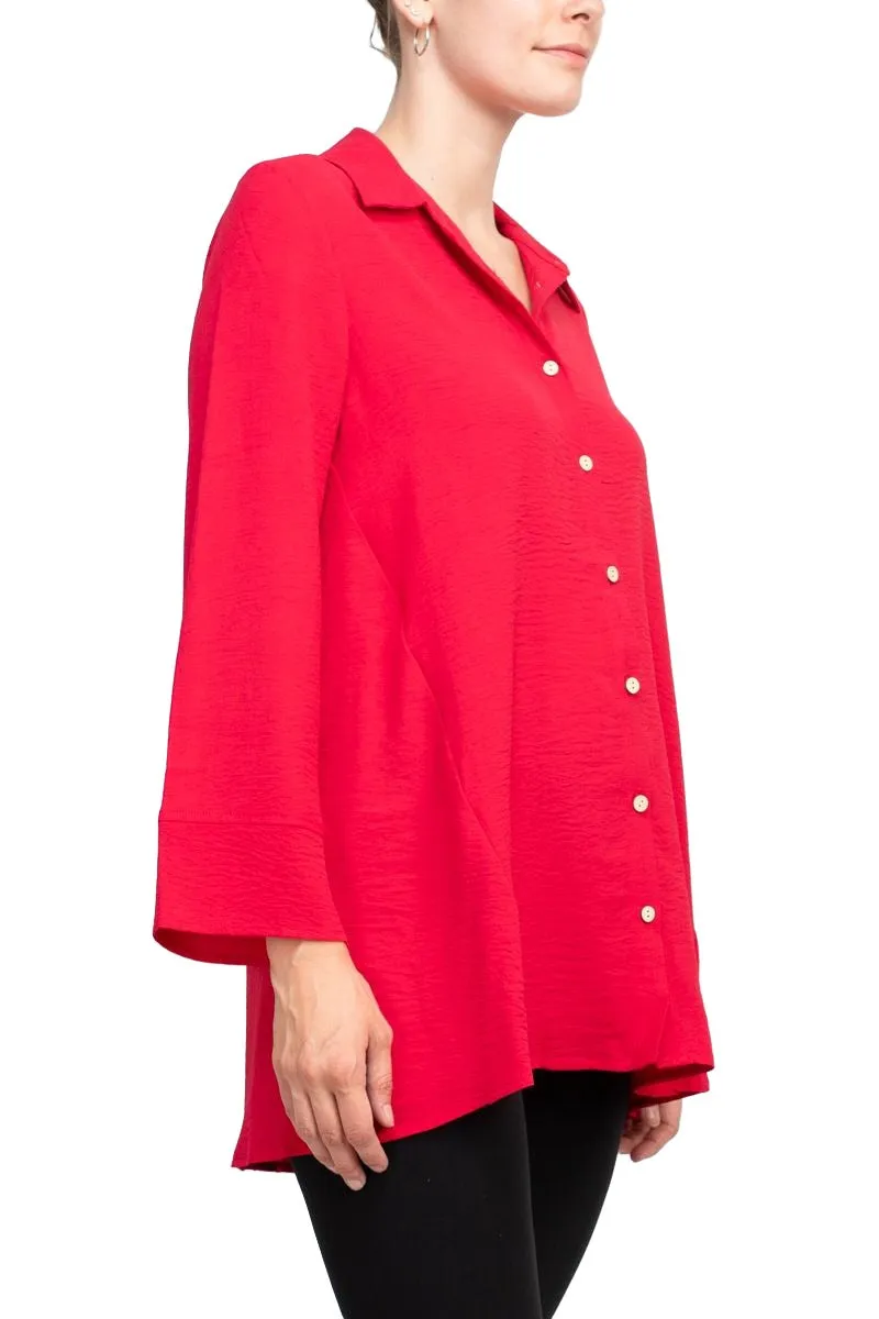 Counterparts Collared 3/4 Sleeve Solid Button Down Shirt by Curated Brands