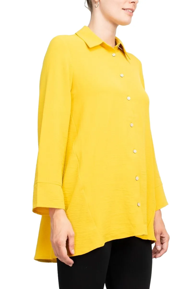 Counterparts Collared 3/4 Sleeve Solid Button Down Shirt by Curated Brands