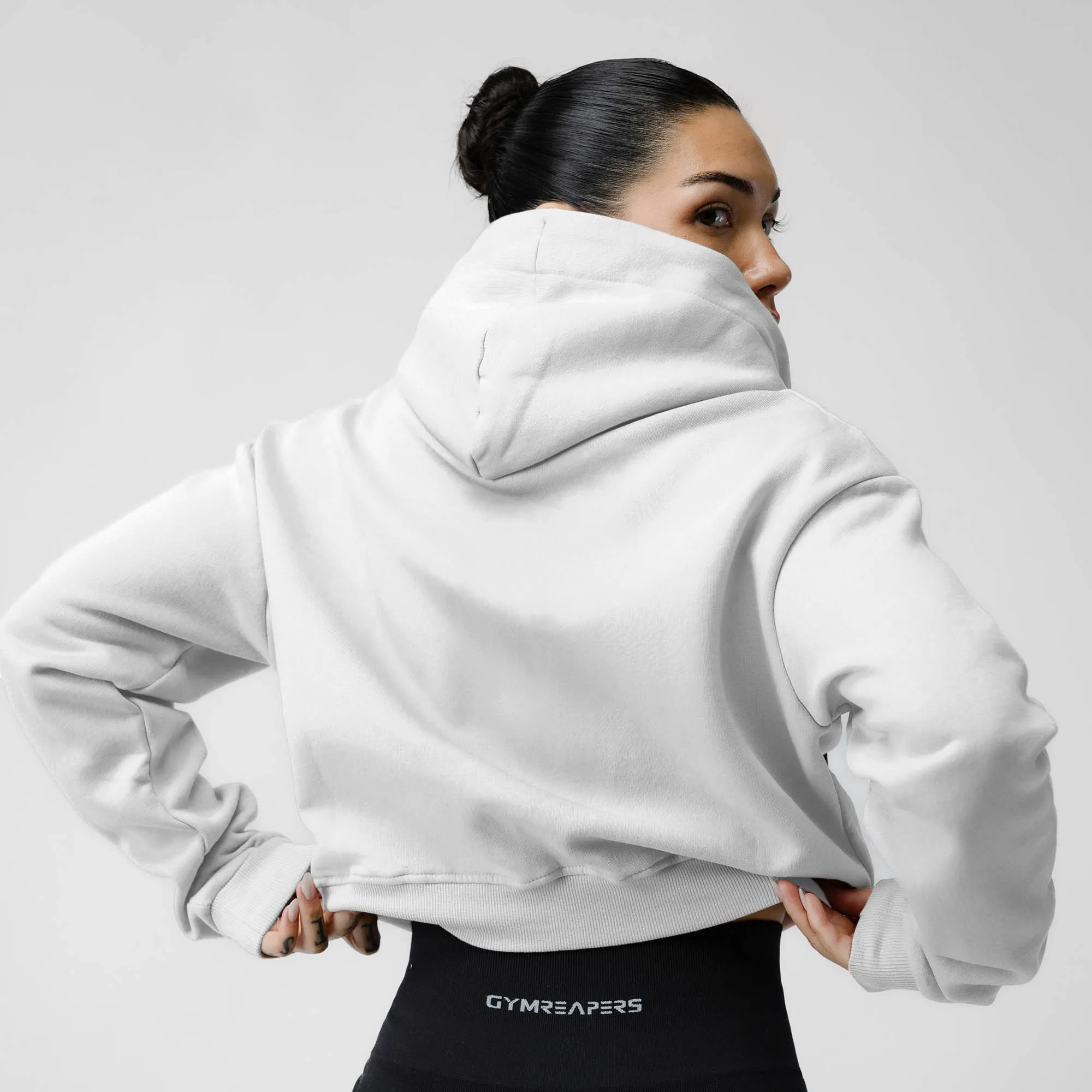 Cropped Logo Hoodie - White