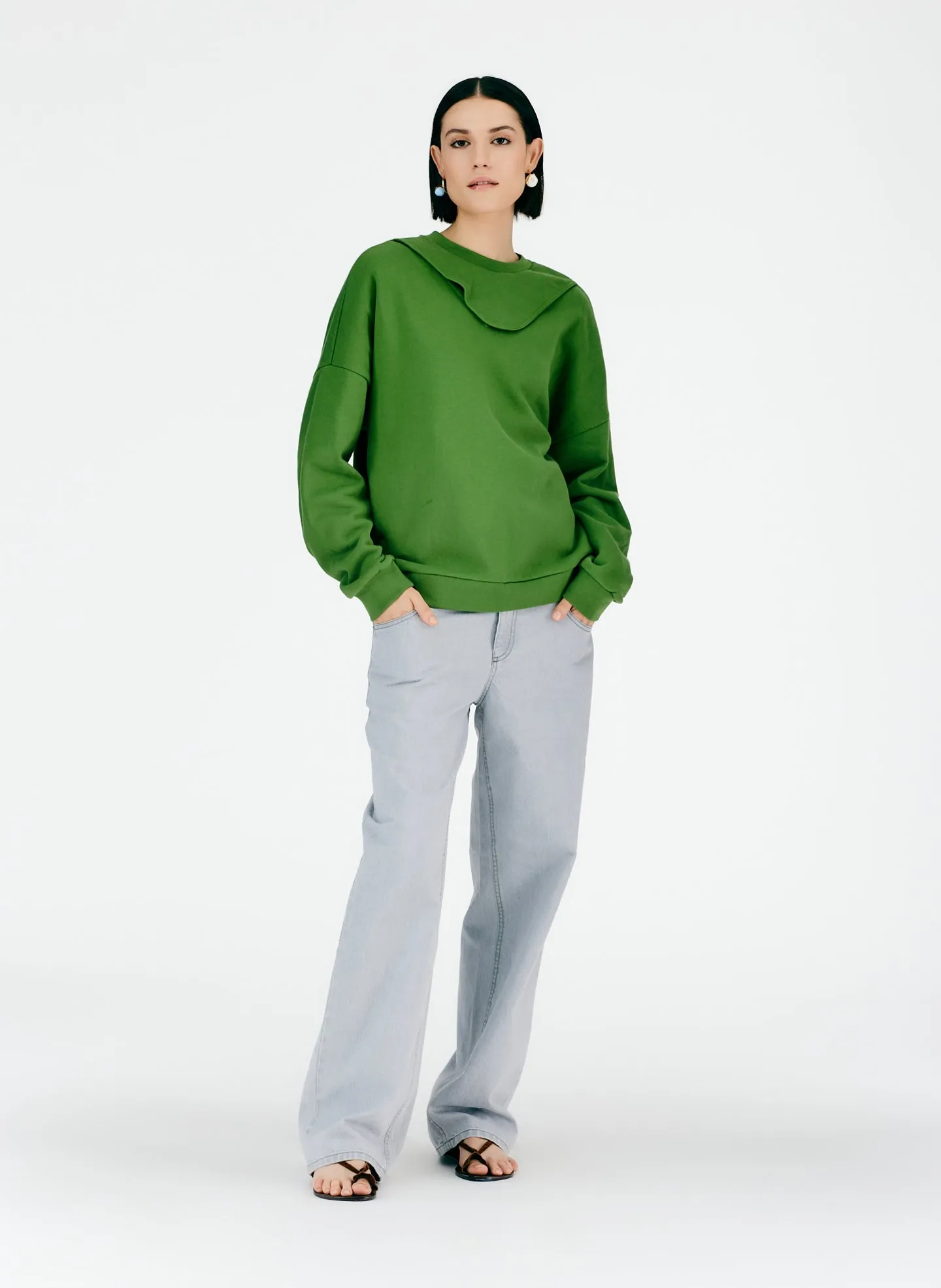 Cutout Dicky Neck Sweatshirt