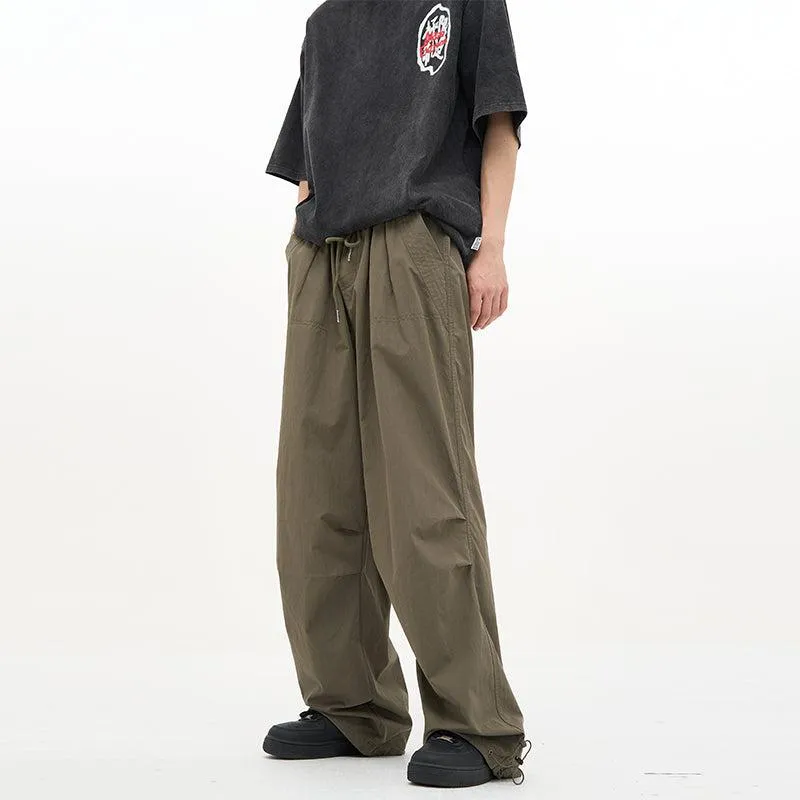 Drawstring Wide Cut Parachute Pants