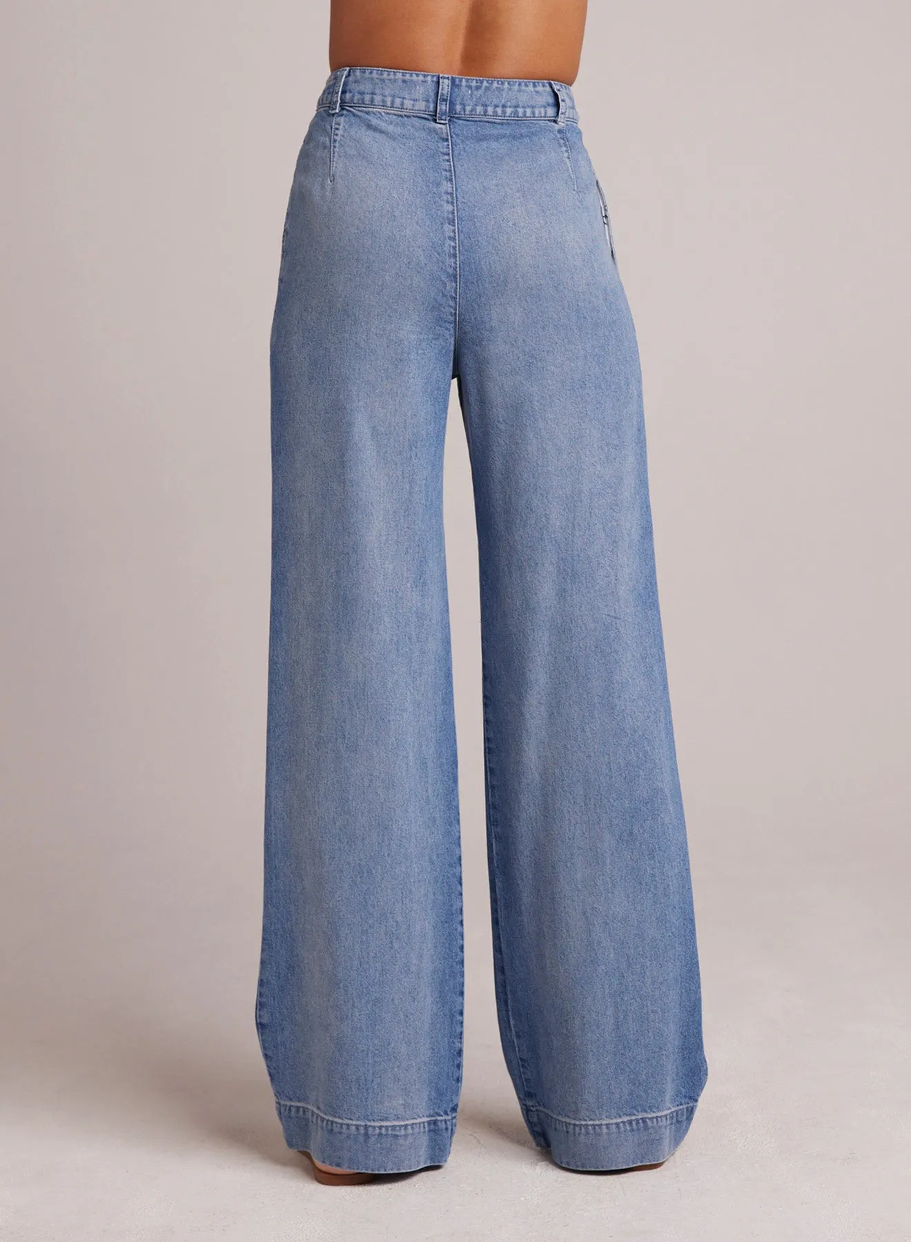 Greta Pleated Wide Leg Trouser- Pacific Salt Wash