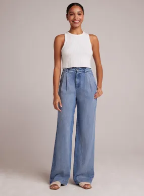 Greta Pleated Wide Leg Trouser- Pacific Salt Wash